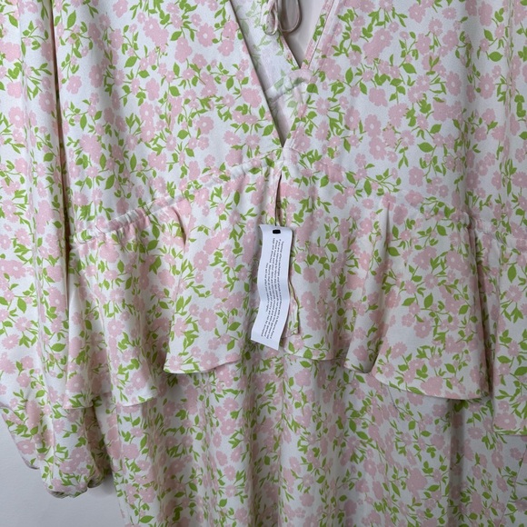 Topshop Floral Ruffle Midi Dress – Back Tie, Long Sleeve, Boho Cottagecore - Picture 6 of 16
